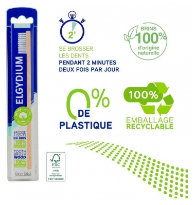 Pierre Fabre Oral Care Elgydium Brosse à Dents Bois Eco Conçue Médium