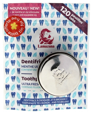 Dentifrice à Croquer Menthe Fraîche Bio 100 Pastilles + Boîte Cadeau