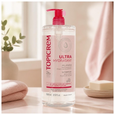 Topicrem Ultra-Hydratant Gel Douche Peaux Sensibles et Sèches 1 L