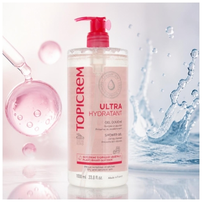 Topicrem Ultra-Hydratant Gel Douche Peaux Sensibles et Sèches 1 L