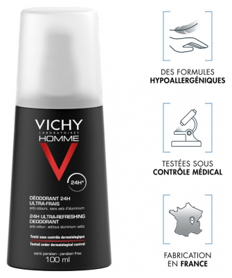 Vichy Homme Déodorant Vaporisateur Ultra-Frais 24H 100 ml