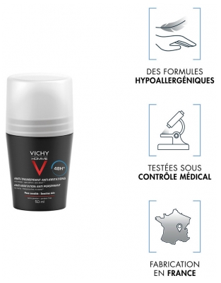 Vichy Homme Déodorant Peau Sensible 48H Roll-On 50 ml