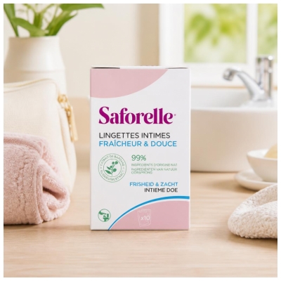Saforelle Lingettes Intimes Fraîcheur & Douceur 10 Lingettes Individuelles
