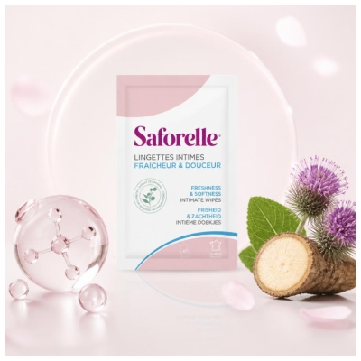 Saforelle Lingettes Intimes Fraîcheur & Douceur 10 Lingettes Individuelles