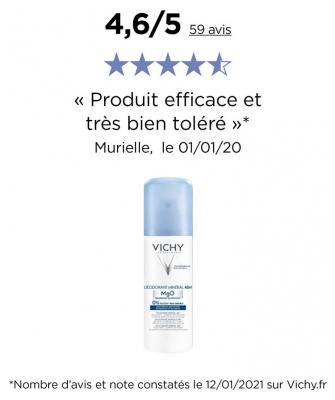Vichy Déodorant Anti-Transpirant 48H Sans Sels d'Aluminium Aérosol 125 ml