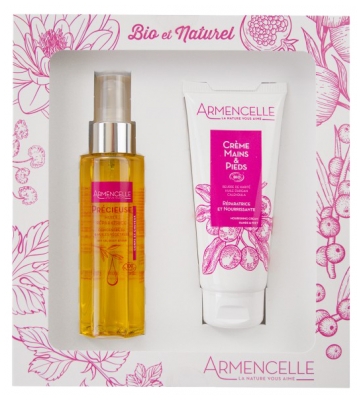 Armencelle Coffret Précieuse Huile Sèche Réparatrice Corps & Cheveux 100 ml + Crème Réparatrice et Nourrissante Mains & Pieds 100 ml