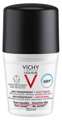 Vichy Homme Déodorant Anti-Transpirant Anti-Traces 48H Roll-On 50 ml