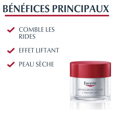 Eucerin Hyaluron-Filler + Volume-Lift Soin de Jour Spf15 Peau Sèche 50 ml