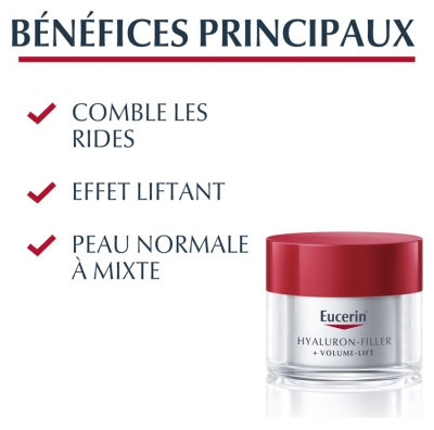 Eucerin Hyaluron-Filler + Volume-Lift Soin de Jour Spf15 Peau Normale à Mixte 50 ml