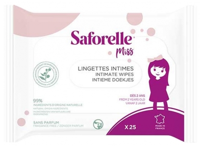 Saforelle Miss 25 Lingettes Intimes Biodégradables