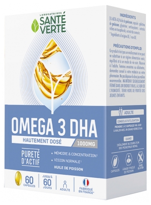 Santé Verte Oméga 3 1000 mg de DHA Capsules 60 Unités