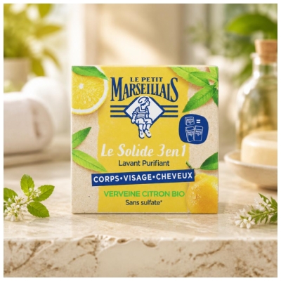 Le Petit Marseillais Savon Solide 3en1 Verveine Citron 80 g