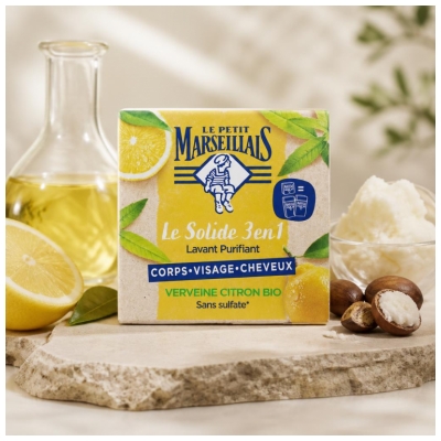 Le Petit Marseillais Savon Solide 3en1 Verveine Citron 80 g