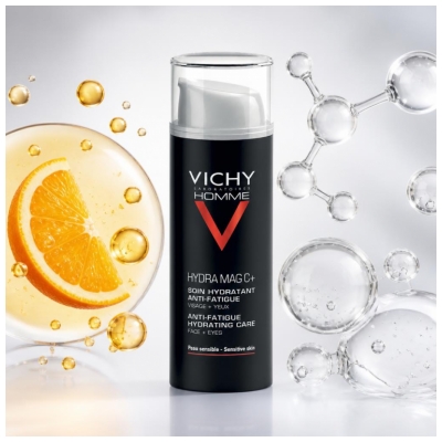 Vichy Homme Hydra Mag C+ Soin Hydratant Anti-Fatigue Visage et Yeux 50 ml