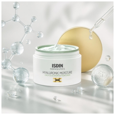 Isdin Isdinceutics Crème de Jour Hyaluronic Moisture Hydratante Peaux Grasses et Mixtes 50 g