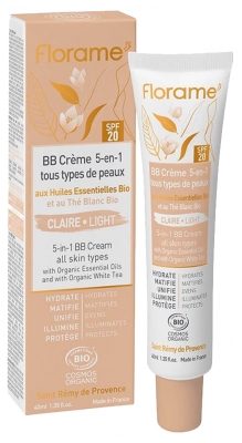 Florame BB Crème 5en1 SPF20 Tous Types de Peaux Bio 40 ml - Teinte : Claire