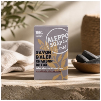 Tadé Savon d'Alep Charbon Détox Peaux Délicates Mixtes Grasses 150 g