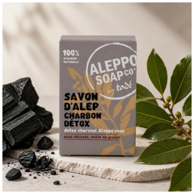 Tadé Savon d'Alep Charbon Détox Peaux Délicates Mixtes Grasses 150 g