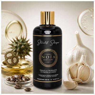 Noia Haircare Stimulate Shampoing Huile de Ricin Extrait d Ail & Sésame 500 ml