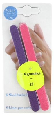 Vitry Botte de 6 Limes Manucure Bois - Couleur : Violet et Rose