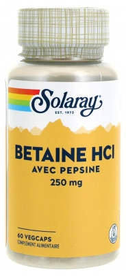 Solaray Bétaïne HCl avec Pepsine 250 mg 60 VegCaps