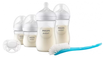 Avent Kit Nouveau-Né - 4 Biberons à Réponse Naturelle + 1 Sucette + 1 Goupillon