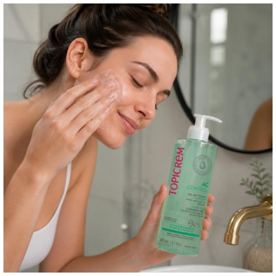 Topicrem AC - Peaux mixtes à grasses CONTROL Gel Nettoyant Purifiant 400 ml