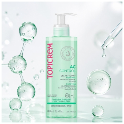 Topicrem AC - Peaux mixtes à grasses CONTROL Gel Nettoyant Purifiant 400 ml