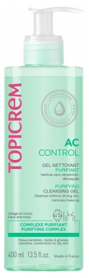 Topicrem AC - Peaux mixtes à grasses CONTROL Gel Nettoyant Purifiant 400 ml