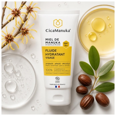 CicaManuka Fluide Hydratant Visage Miel de Manuka Peaux Sèches 50 ml