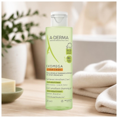 A-Derma Aderma Exomega Gel Lavant Émollient 2En1 Corps et Cheveux 200 ml