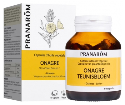 Pranarôm Huile Végétale Onagre Vierge de Première Pression à Froid Graines Acide Gamma-Linolénique (Gla) et Linoléique 60 Capsules