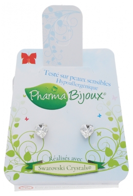 Pharma Bijoux Boucles d'Oreilles Hypoallergéniques Cœurs Crystal 5 mm Peaux Sensibles 