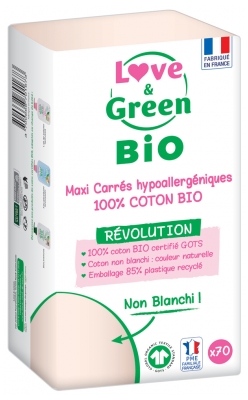 Love & Green Cotons Bio Maxi Carrés X70