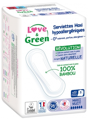 Love & Green Serviettes Hypoallergéniques et Écologiques 