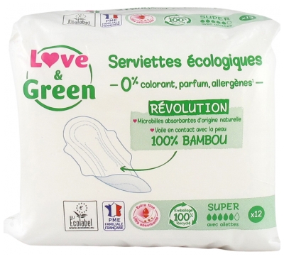 Love & Green Serviettes Hypoallergéniques et Écologiques 