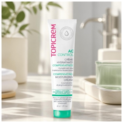Topicrem AC Control Crème Hydratante Compensatrice Traitements Acnéiques 40 ml