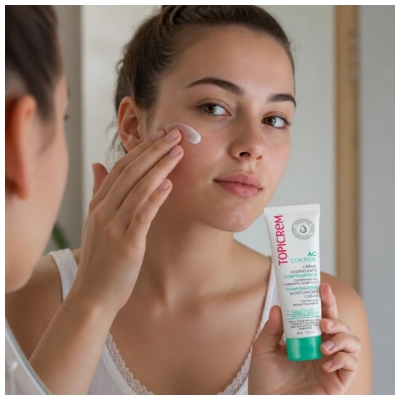 Topicrem AC Control Crème Hydratante Compensatrice Traitements Acnéiques 40 ml