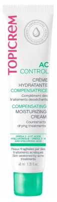 Topicrem AC Control Crème Hydratante Compensatrice Traitements Acnéiques 40 ml