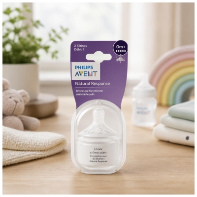Avent 2 Tétines à Réponse Naturelle - Débit 1 - 0 Mois