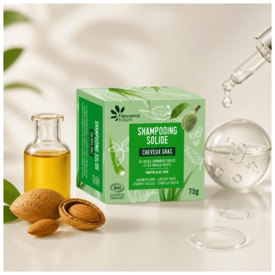 Fleurance Nature Shampoing Solide Cheveux Gras Huile d'Amande Douce & Argile Verte Bio 75 g