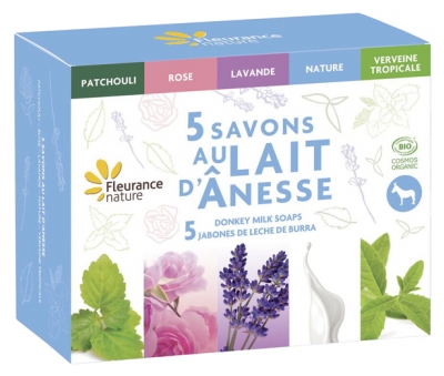 Fleurance Nature Coffret 5 Savons au Lait d'Ânesse Bio 5 x 100 g