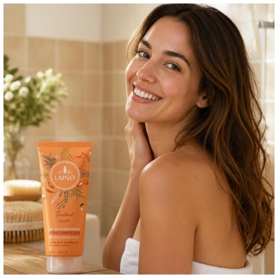 Laino Gel Douche Surgras à l'Aloe Vera Bio Senteur Abricot 200 ml