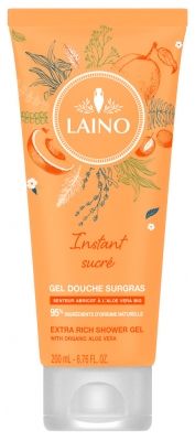 Laino Gel Douche Surgras à l'Aloe Vera Bio Senteur Abricot 200 ml