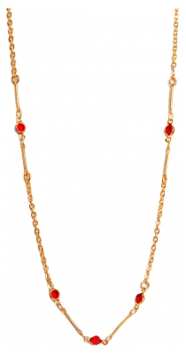 Pharma Bijoux Collier Hypoallergénique Cristaux Rouges Plaqué Or 41/47 cm