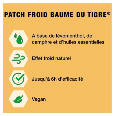 Tiger Balm Patchs Baume du Tigre 3 Patchs 10 cm x 14 cm