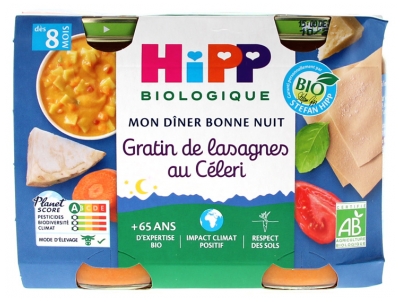 HiPP Gratin de Lasagnes au Céleri dès 8 Mois Bio 2 Pots