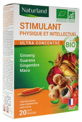 Stimulant physique et intellectuel bio en ampoules - 20 doses de 10 ml