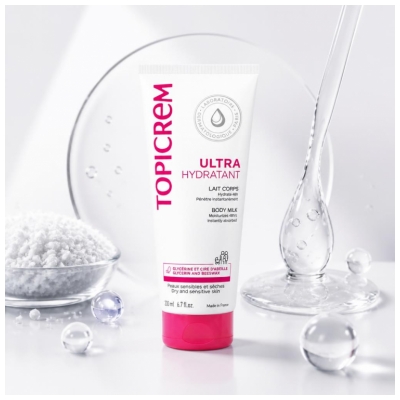 Topicrem Lait Corps Ultra Hydratant 200 ml Peaux Sèches et Sensibles