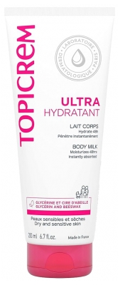 Topicrem Lait Corps Ultra Hydratant 200 ml Peaux Sèches et Sensibles